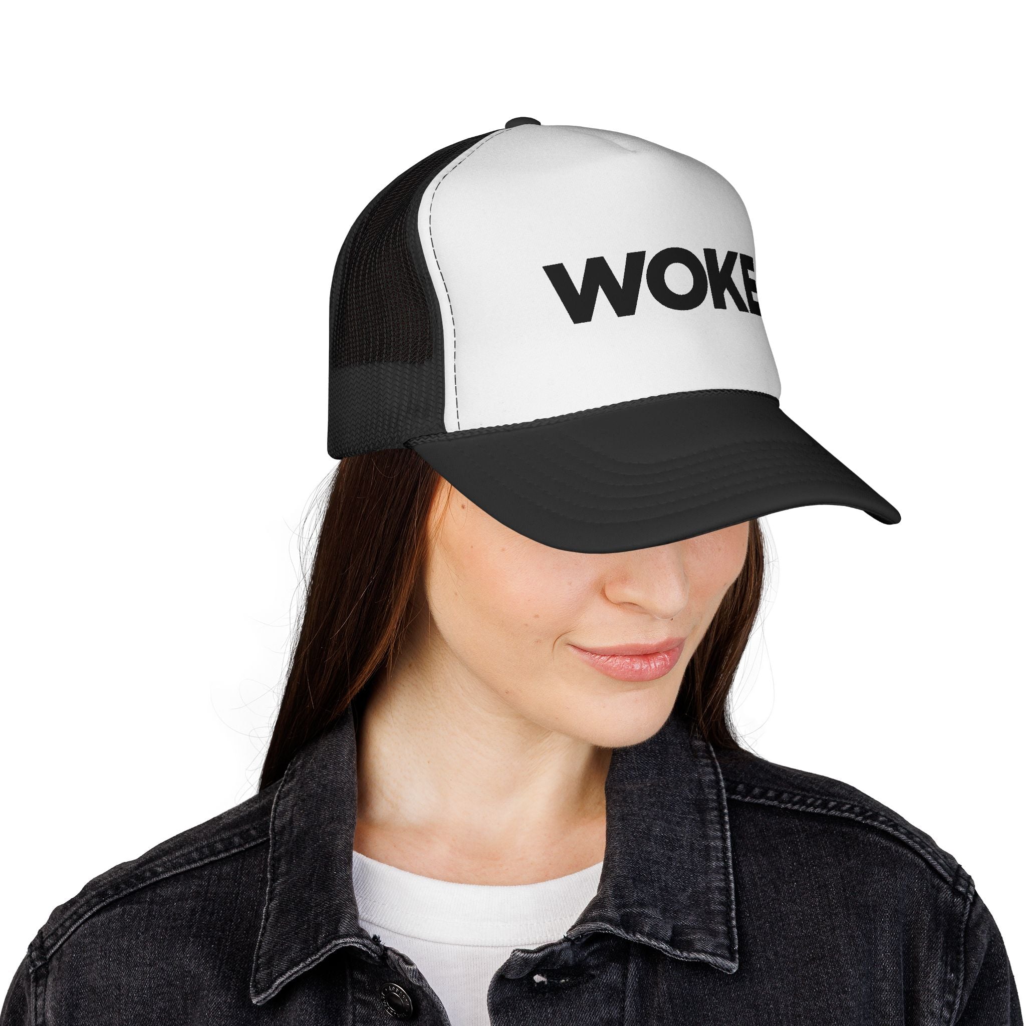 WOKE Trucker Cap — Bold Political Statement Mesh Hat