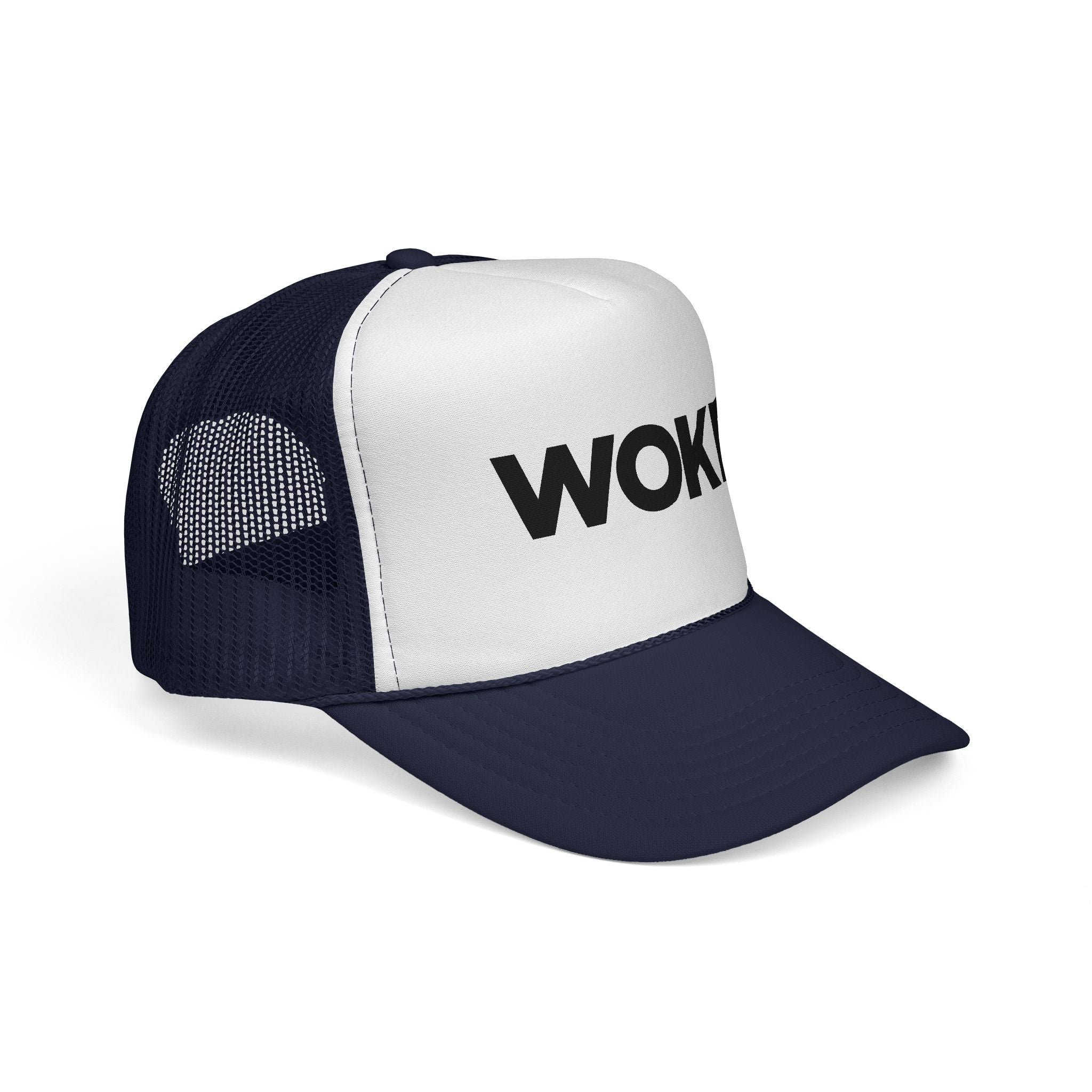 WOKE Trucker Cap — Bold Political Statement Mesh Hat