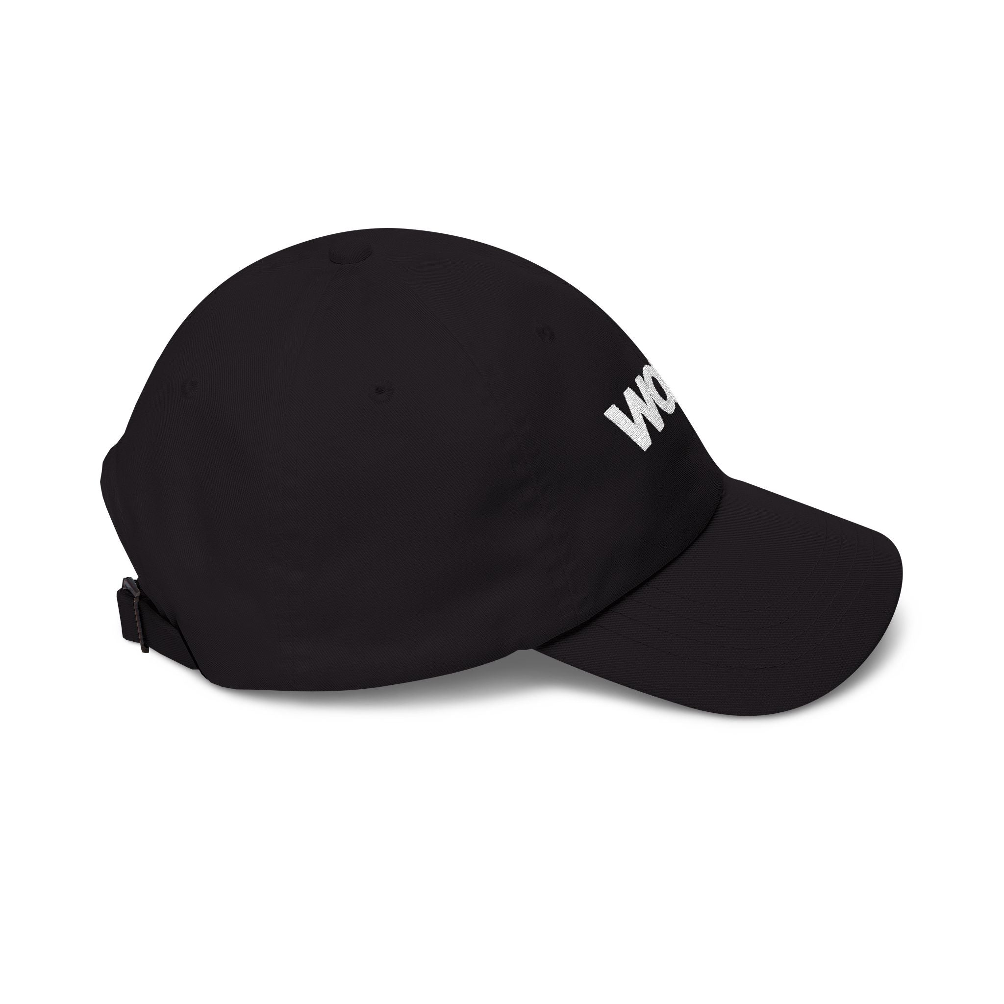 WOKE Embroidered Dad Cap — Minimalist White Hat for Activists & Trendsetters
