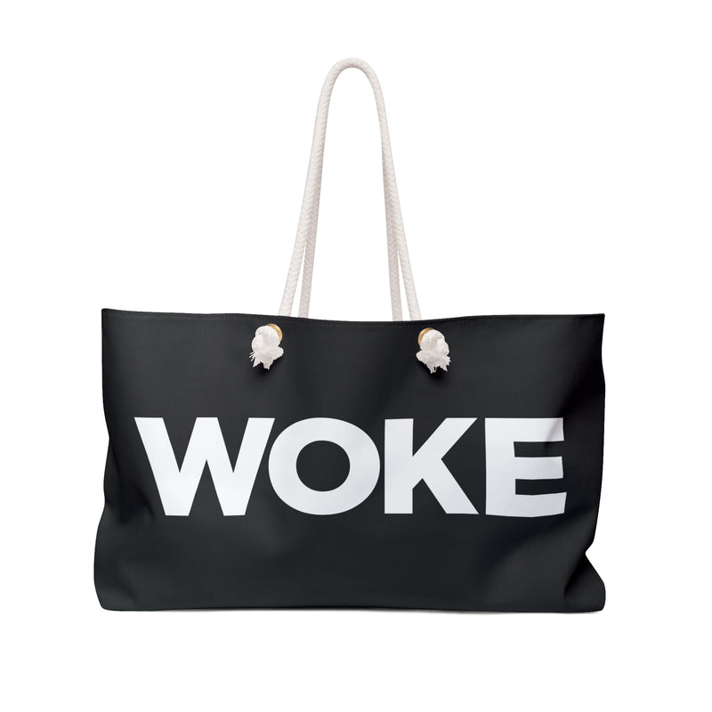 WOKE Weekender Bag — Bold Black Canvas Travel Tote for Weekend Trips
