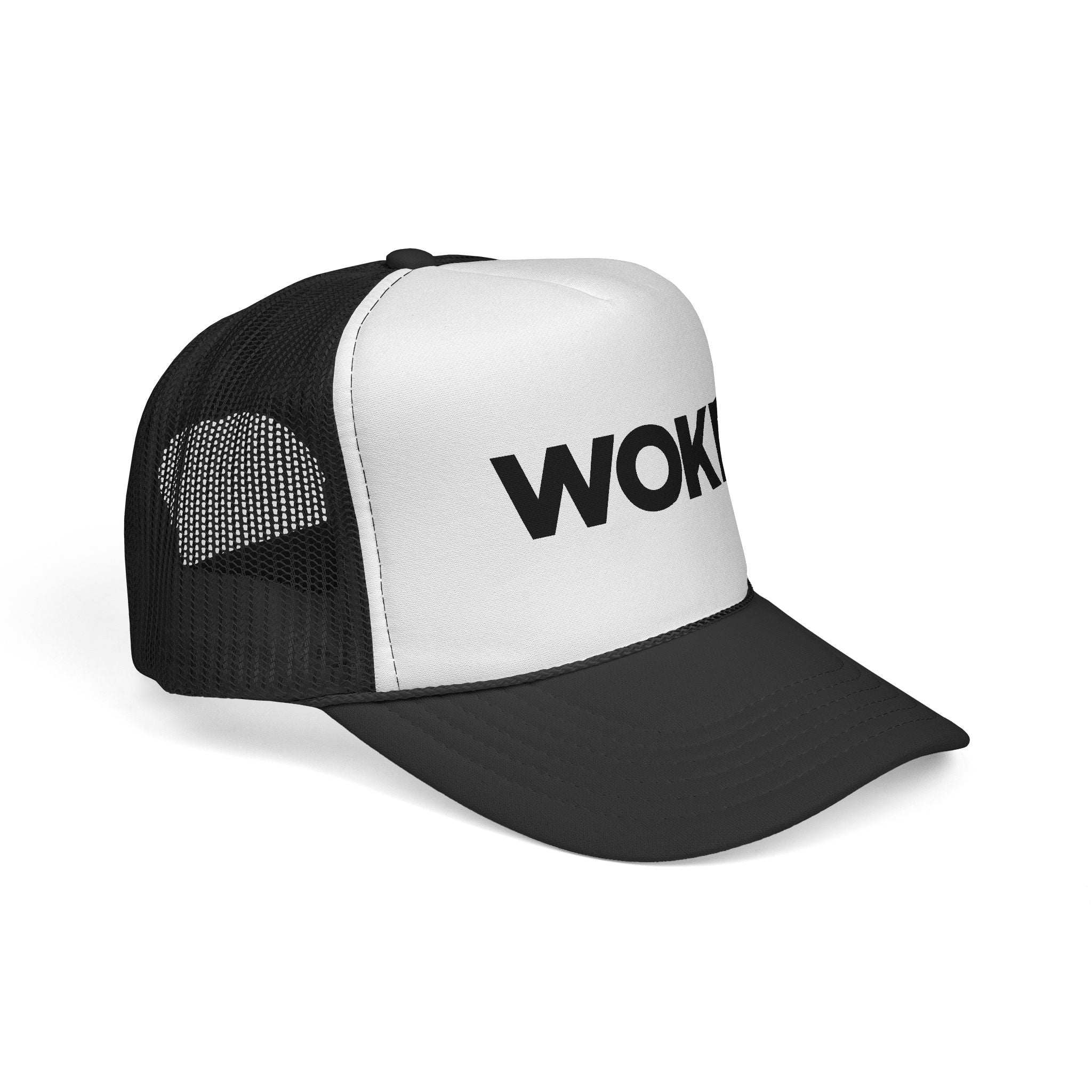 WOKE Trucker Cap — Bold Political Statement Mesh Hat